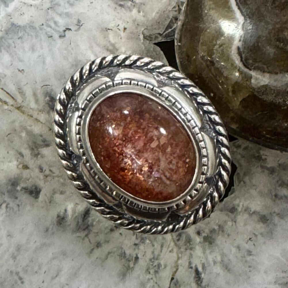 Carolyn Pollack Sterling Oval Brown Quartz Decorated Ring Size 7.5 For Women